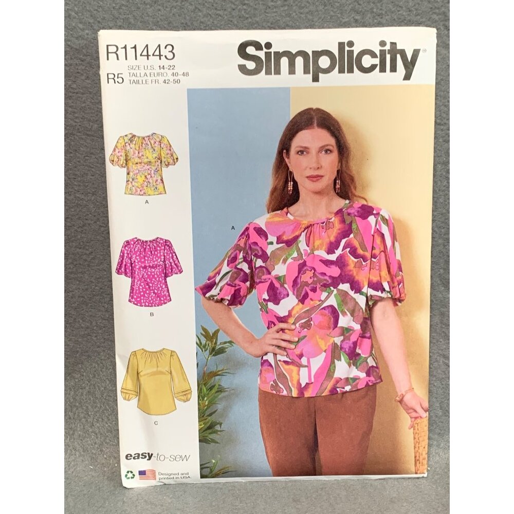 Simplicity Womens Blouse Sewing Pattern R11443 Sizes 14-22 Easy-to-Sew